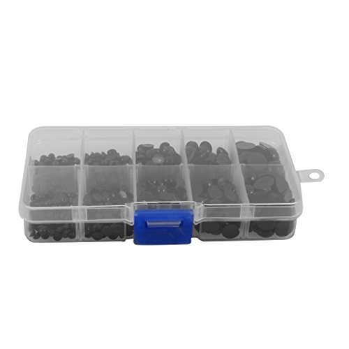 MagiDeal 760 Stück Rund Flache Schwarze Augen Sicherheit Kunststoff Augen Für Puppen Machen 4-10mm - 6