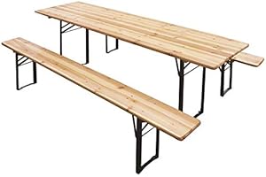 Totò Piccinni Set Birreria 2 Panche e Tavolo in Legno Naturale, Richiudibile, Salvaspazio Varie Misure (220x70)