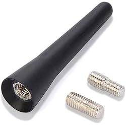 AOBETAK Car Aerial - Antena corta universal de coche, 2,5", pequeño accesorio para radio de coche, entradas FM/AM, tornillos M5 M6, 6,5 cm, color negro
