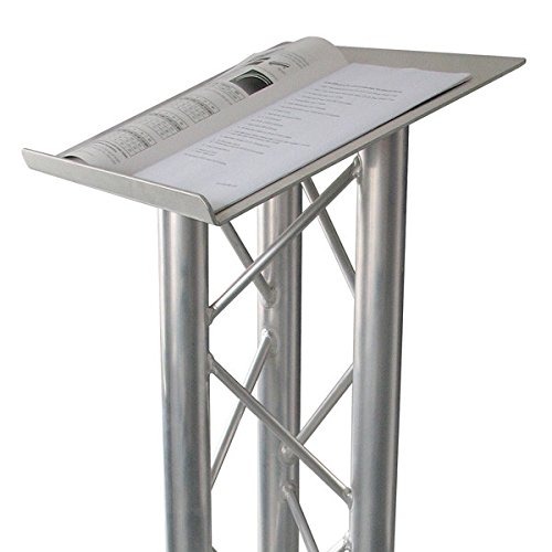 Displaysense Floor Standing Silver Metal Podium Lectern, 3 Uprights