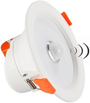 DPG Led Recessed Downlight Round Fixture Ceiling Lights with IR Infrared Induction Sensor Switch Cool White 5W 220v 110v for Human Body Indoor Hallway