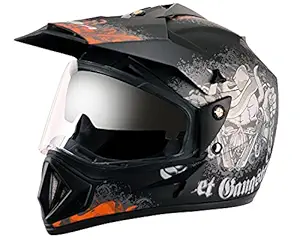 Vega Off Road D/V Gangster DullBlack Orange Helmet-M