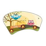 Wand-Garderobe mit Namen Emily und schönem Eulen-Motiv für Mädchen - Garderobe für Kinder - Wandgarderobe