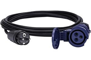 Voxura CEE-Adapterleitung Schutzkontakt-Stecker CEE-Kupplung Schutzkappe Camping Caravan Wohnmobil Wohnwagen Boot Stromkabel Außenbereich 3-polig 230V 16A H07RN-F 3x1,5 IP44 5m