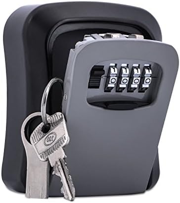 YUMUN® Key Safe Wall Mounted Storage Box Digital Code Combiation Security Lock Weather Resistant for Sharing Your Keys Securely - Grey Black