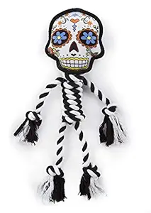 goDog Sugar Skulls with Chew Guard Technology Rope Dog Toy, White, Large