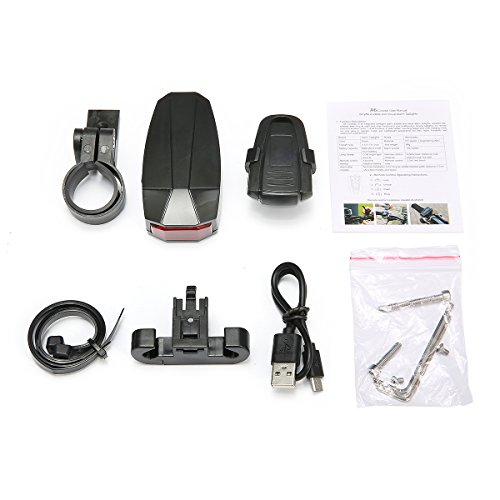 OUTERDO 3 in 1 Fahrrad Wireless Rücklicht Fahrrad Fernbedienung Alarmschloss Feste Position Mountain Bike Smart-Bell-COB-Endstück-Licht USB-Lade - 6