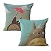 Produktbild Elviros Dekorativ Baumwolle Leinen Mix Kissenbezug 45 x 45 cm-Totoro B [2er Set]