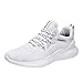 Produktbild Ansenesna Herren Sneaker Schwarz Mit Weißer Sohle Flach Low Sportliche Schuhe Elastisch Atmungsaktiv Schnürschuhe (43, Weiss)