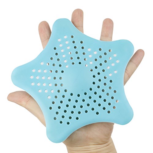 TRIXES 2 Stück blaue sternförmige Abflusssiebe aus Silikon für Waschbecken Spüle Bad Dusche etc. - 4