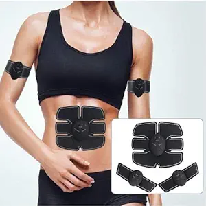 Jukkre ABS Trainer Ab Belt, Abdominal Muscles Toner, Body Fit Toning Belt, Fitness Training Gear Home/Office Ab Workout Equipment Machine Vibrating Slimming Belt (Black)