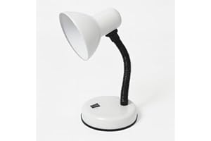 BURAKH Simple Design Study Desk Lamp Flexible Neck E27 40W Table Lamp Without Bulb for Studying Book Reading - Desk Light Toggle Switch-Home Light (White)