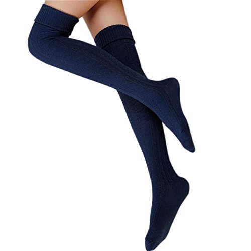 Malloom® mujeres Chica de favorito: calentador de la pierna suave Tejer croché legging calcetines Medias (armada (navy))