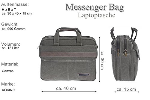 Schultertasche Aktentasche Flugbegleiter Laptop Umhängetasche Business Messenger Bag Notebook Tasche Black NEU … - 7