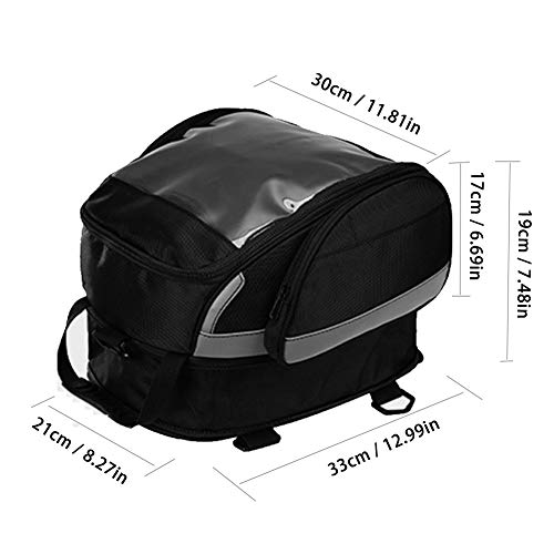 Ariymap Motorrad-Tankrucksack, wasserdicht mit super starkem magnetischem Gasöl-Tankrucksack Schwarz größeres Fenster für Honda Yamaha Suzuki Kawasaki Harley (33X30X19cm)