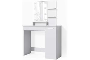 Vicco tavolo da toeletta Julia, Bianco, 90 cm con illuminazione a LED