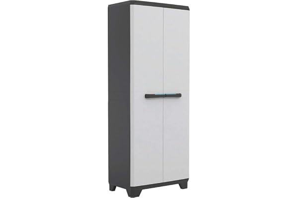 Kis 9726000 0616 02 Linear Armoire Range-Balais Plastique Gris Clair/Noir 68 x 39 x 173 cm