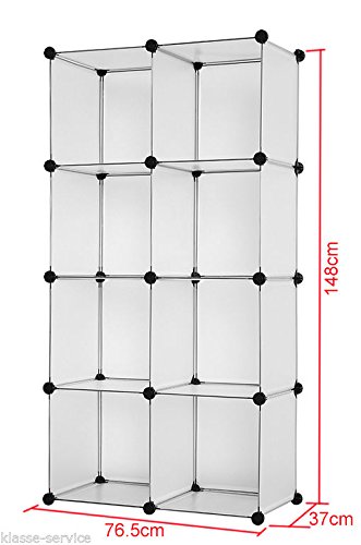 Kronenburg Regalsystem Badregal Steckregal Schrank Regal Kleiderschrank Garderobe – 112 x 112 x 37 cm – Transparent - 6