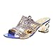 Produktbild DFMNE Sandalen für Party, Königin, Damen, Mädchen, Hochzeit, Frühling, Sommer, elegant, Bohemia, dick, Kristall, Roma, Hausschuhe, Peeptoe Casual Shoes Fashion 2019, Blau - blau - Größe: 37 EU