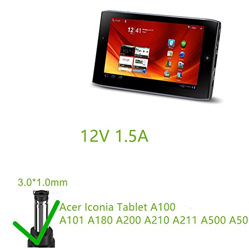 [TUV GS LISTED] HUIKEYUAN 12V 1,5A 18W Tablet Netzteil Ladegerät Ladekabel Adapter für Acer Iconia Tablet A100 A101 A180 A200 A210 A211 A500 A501 W3 W3-810, Acer Switch 10 (SW5-011), Acer Switch 10 (SW5-012), Acer Switch 11 (SW5-111), Packard Bell Liberty Tab G100, PSA18R-120P ADP-18TB C, Lenovo Miix 2 10″ 11″ Tablet PC Tab, Andriod Tablet PC Tablet - 7