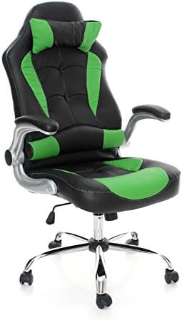 eMarkooz (TM) Swivel desk chair executive office chair racing gaming chair padded Computer PC chairs adjustable height armchair (Green Black Heavy Padd)
