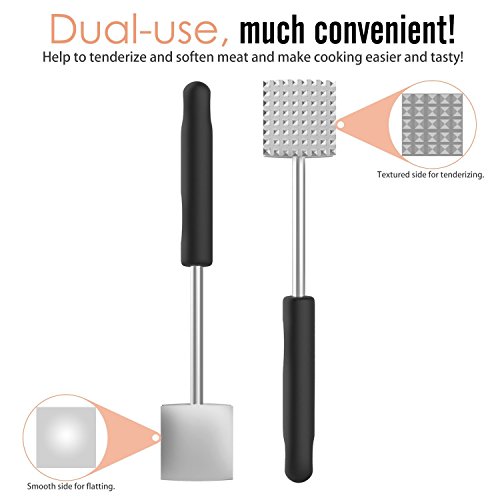 Nuovoware Fleischhammer, Premium Aluminum alloy Fleisch Hammer Fleischklopfer Küchenhelfer für Huhn, Rindfleisch und Schweinefleisch mit zwei Bearbeitungsflächen, Silber - 2