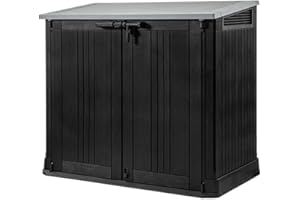 Keter Sio Nova -Cobertizo de jardín Exterior, Capacidad 880L, Color Gris, 132 x 71,5 x 113,5 cm