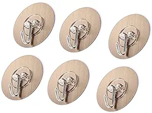 THREE DOT Magic Adhesive ABS Plastic Wall Mounted Shelf Sticker Hook for Kitchen Bathroom Utensil Bedroom Clothing Towel , Transparent , 12 Pieces