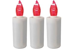AURORA STORE CANDELA FIAMMA Lumino Votivo funebre a LED, effetto fiamma Rossa tremolante votiva, luce di cimitero INTERMITTENTE incluse batterie stilo 10xØ30 mm (3, Bianco)