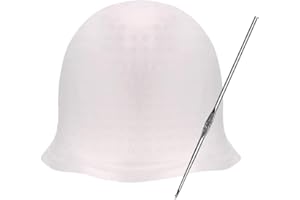 CRLLDPM 1 Stück Highlight Haar Kappe, Strähnchenhaube Silikon, Strähnchenhaube Wiederverwendbar, Salon Friseurkappe, Färben Haarekappe, Mit Strähnennadel, Für Professional Salon und Haus Haarefärben (Weiß)