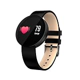 Allenrous Rundes intelligentes Armband, IP67 Wasserdichte Sport-Smart-Uhr mit Pulsuhr Blutdruck FitnessTracker Schlafmonitor für IOS Android iPhone (Farbe : Black_Steel_Belt)