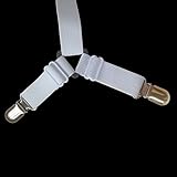 Toweter 3-Way unter Matratze Bett / Bettlaken Verschluss verstellbar, kreuz und quer Bettlaken Bänder Hosenträger, slipcover Verschluss, langen Riemen Clip Bands(White) - 2