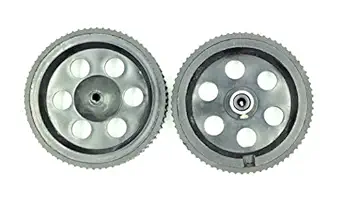 INVENTO 2pcs 95mm x 20mm Plastic Robotic Wheel Durable Rubber Black Tire Wheel with metal collet for DC Geared Motor RC Car Robot