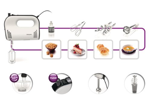 Philips HR1578/00 Handmixer (750 Watt, FlexiMix Funktion, Turbo) weiß - 2