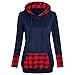 Produktbild Hanomes Damen pullover, Damen Kapuzen Plaid mit Diagonal Kragen V-Neck Shirt und Top Bluse