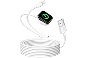 KINPEE 2 in 1 Charging Cable For A-pple Watch Charger, Magnetic Wireless Charging Cable iWatch Charger For A-pple Watch 9/8/7/6/5/4/Ultra/SE, 2M USB Charging Cable With Lightning Port For iPhone 14/13/12