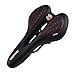 Produktbild Bescita Fahrradsattel Herren/Damen Breiter Fahrradsattel Soft Pad Sattelsitz Wasserdichtes PU für Touren/Mountainbike/ Rennrad/Cityrad (Rot)