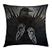 Produktbild Deglogse Cushion Covers, Gothic Throw Pillow Cushion Cover, Crow Spirit Wings Haunting Magical Mysticism Dark Shadowy Occult Art Print, Decorative Square Accent Pillow Case, Jade Green Black