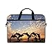 Price comparison product image Bennigiry Dolphin Statue Front Of Sunset Laptop Bag Canvas Messenger Shoulder Bag Briefcase Fits 15-15.4 inch