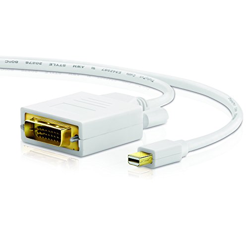 Sentivus – 3m (Meter) – Mini DisplayPort zu DVI Kabel (miniDP Stecker auf DVI Stecker) | full HD | für PC, Grafikkarte, Apple Geräte (MacBook Air, Mac Book Pro, usw.) | vergoldet, weiß - 5