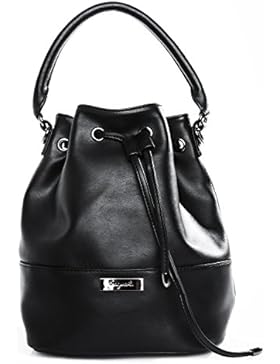tragwert. Beuteltasche Damen Bucket Bag MIA Damenhandtasche in schwarz und schwarz-taupe - Handtasche Damentasche...