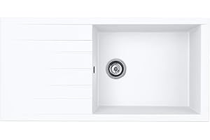 Liquida CU10WH 1.0 Bowl Composite Reversible Inset White Kitchen Sink with Waste