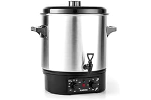 Klarstein Biggie - Olla eléctrica pasteurizadora, Potencia 2000 W, Temperatura regulable 30-100°, Temporizador máx. 120 min, 2 asas, Acero inoxidable, Capacidad 27 L, Plateado