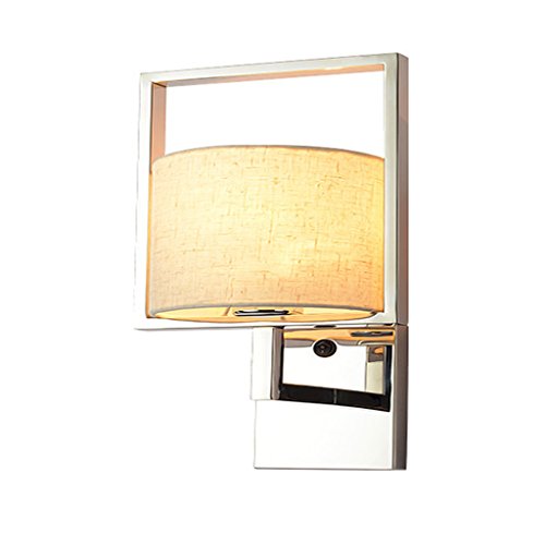 Preisvergleich Produktbild Wandleuchte Wandmontiert E27 postmodern Bettlesestil Wandlampe Schlafzimmer kreative Wand Lampe Stoff Lampenschirm 304 Edelstahl