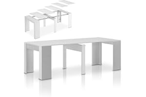 Shally Dogan Tavolo Allungabile per Cucina, Ingresso e Sala da Pranzo, Consolle Salvaspazio Richiudibile da 3 Metri con 5 Pannelli, Design Moderno ed Elegante, Apertura Semplice (Bianco Frassinato)
