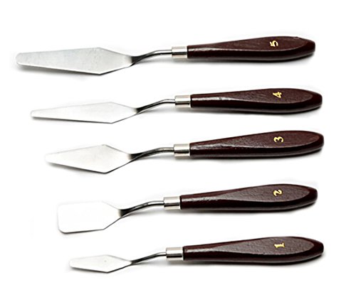 SUMERSHA Mal-Spachtel-Set Spachtel Messer Palette Messer Farbschaber Edelstahl für Malerei 5pcs - 2