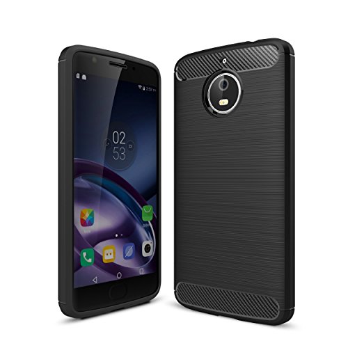 Funda MOTO E4 PLUS Carcasa MOTO E4 PLUS    KuGi Slim Soft Silicon Shockproof Caso de lujo con cubierta de textura de fibra de carbono cubierta de protecci  n de Silicona Carcasa Funda para MOTO E4 PLUS 2017 Smartphone negro 