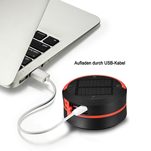 Liqoo Solar LED Campinglampe faltbar Zelt Laterne Powerbank Funktion Camping-Leuchte Wasserdicht 3 Stufen Helligkeiten Notfall-leuchte - 3