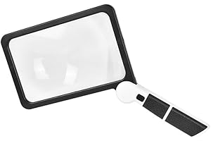 SHAVINGFUN Lente di lettura pieghevole a mano, con luce LED, grande specchio quadrato, strumento di osservazione ad alta risoluzione con ingrandimento 5x