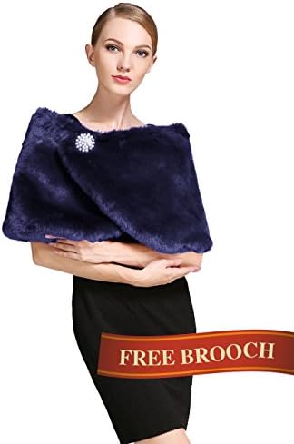 BEAUTELICATEFaux Fur Wrap Shawl Women’s Shrug Bridal Bridesmaid Stole for Winter Wedding Party Evening